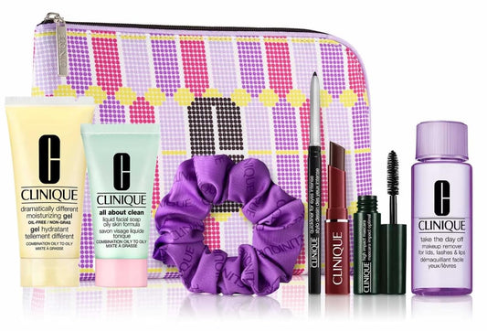 Clinique Spring 8-Piece Gift Ð Dry Skin Duo with Full Size Dramatically Different Moisturing Gel 1.7 Ounce and Black Honey Lipstick Trave size