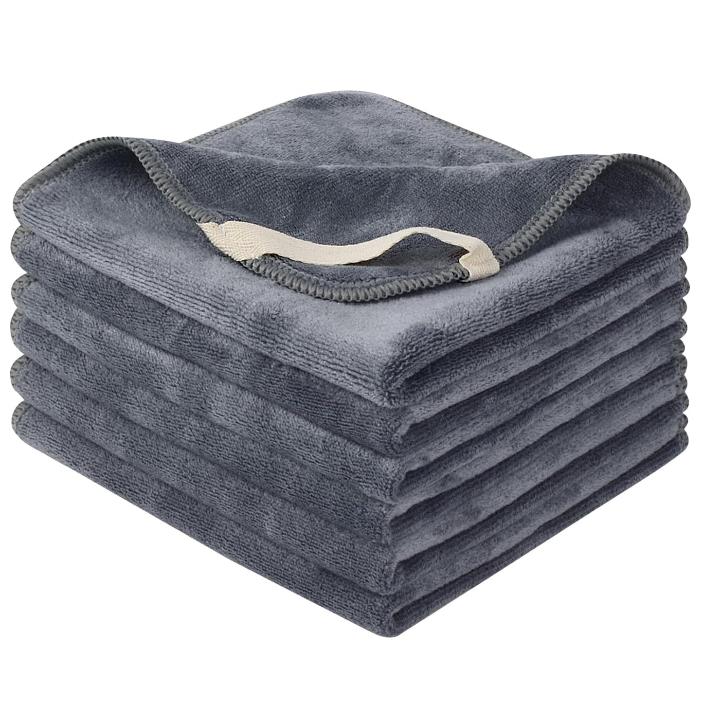 SINLAND Microfiber Facial Cloths Fast Drying Washcloth 12inch x 12inch Grey 6 pack É
