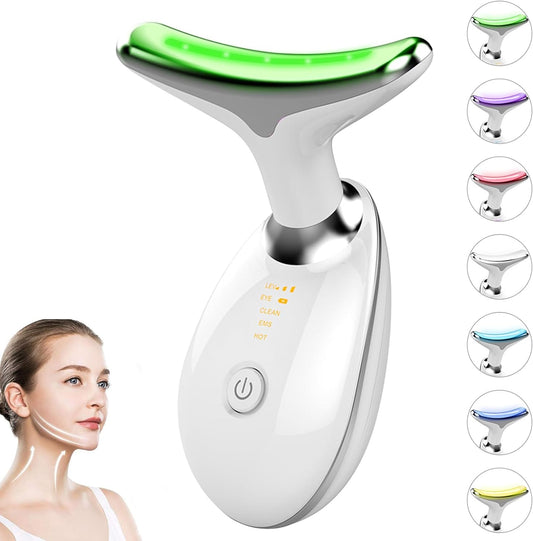 Stacific Face Lift 7 in 1 Red Light Therapy for Face, Face Lift Device, Skin Beauty Device for Face and Neck, Portable Electric Face Massager with 7 Color LED (White)
