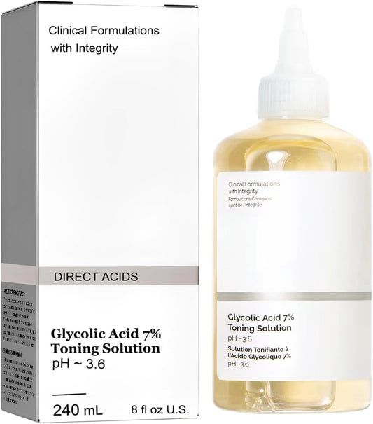 Toheok 240ML Ordinary Glycolic Acid 7% Toning Resurfacing Solution,Exfoliate,and Rejuvenate Your Skin, Solution for Blemishes and Acne