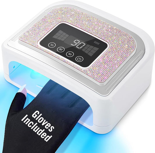 Aedavey Cordless 120W Rechargeable UV Light for Nails/Acrylic Polish, LED Nail Lamp with 4 Timer Modes, Decorate Sparkling Colorful Nail Rhinestones Diamond